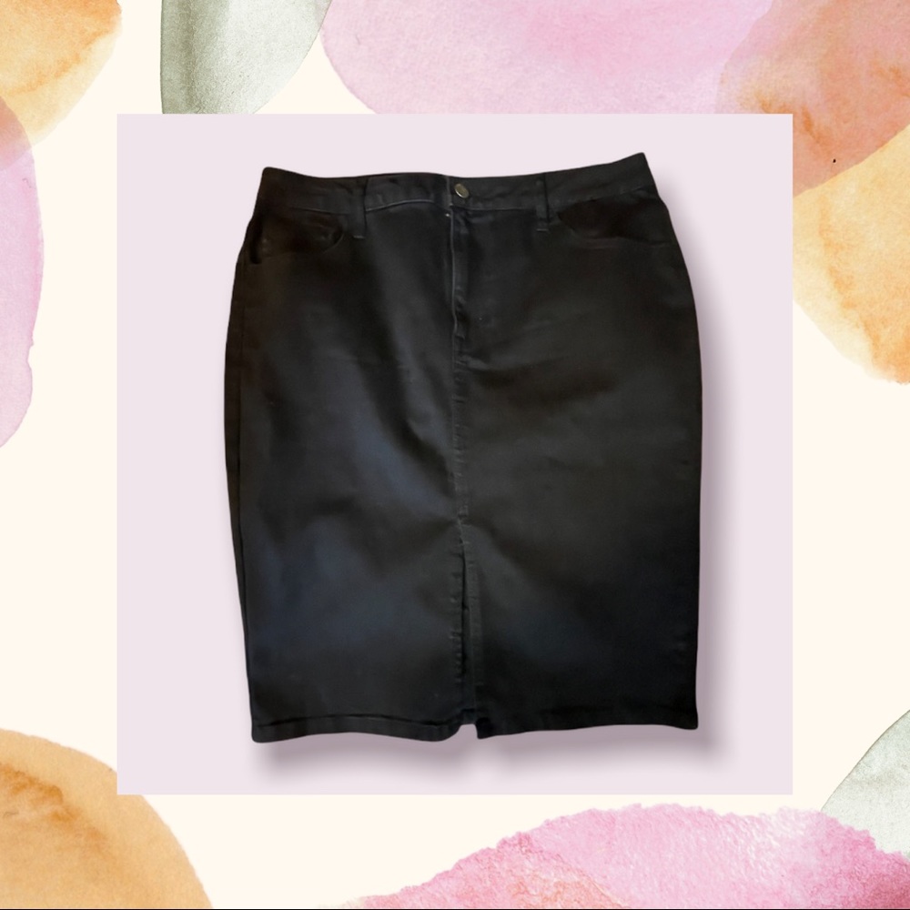 Black denim skirt